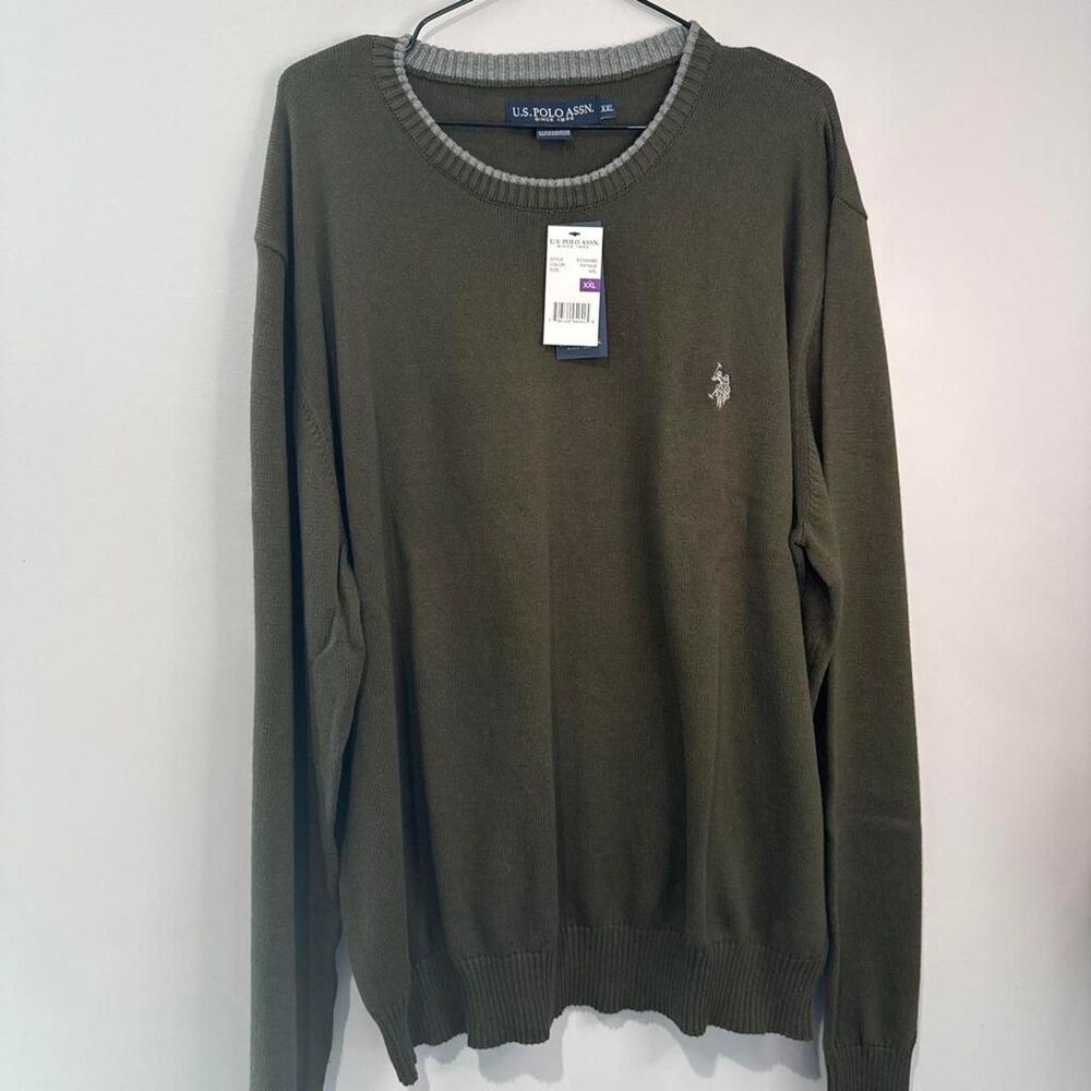US Polo Mens Crewneck Sweater Olive